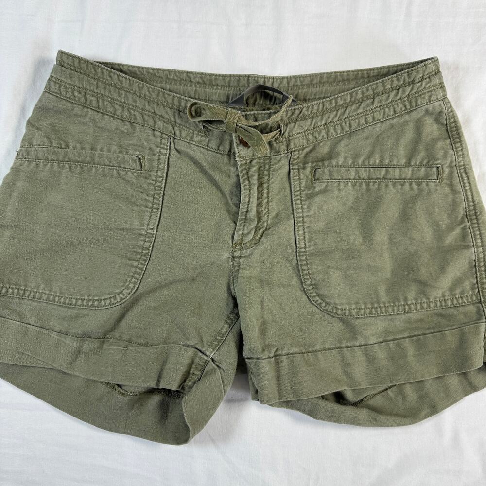 The North Face Womens Size 4 Olive Linen Cotton Tie Waist Shorts